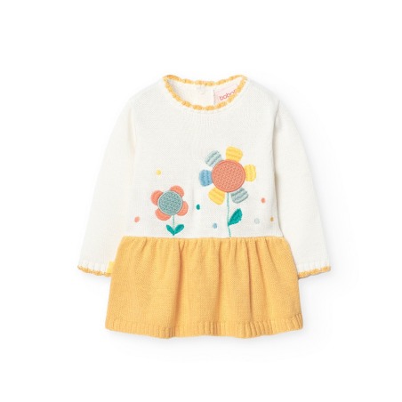 Vestido tricotosa flores bebé niña boboli