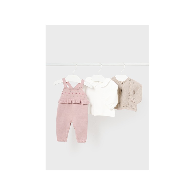 Conjunto peto tricot 3 piezas bebe niña mayoral