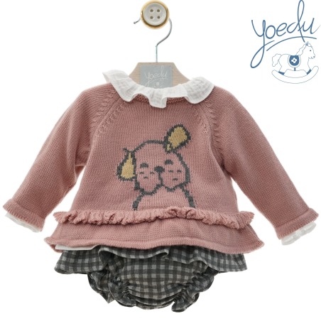 Conjunto bebe niña 3 piezas "Perrito" Yoedu