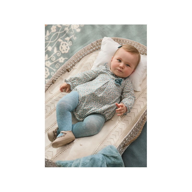 Conjunto pelele y leotardos flores bebe niña mayoral