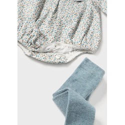 Conjunto pelele y leotardos flores bebe niña mayoral