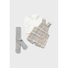 Conjunto 3 piezas peto cuadros bebe Mayoral