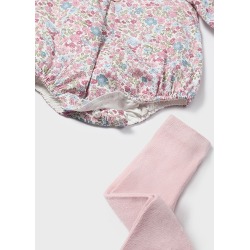 Conjunto pelele y leotardos flores bebe niña mayoral