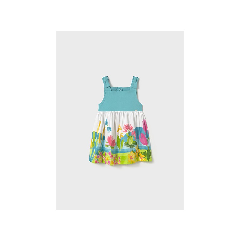 Vestido punto cenefa flores bebe niña mayoral