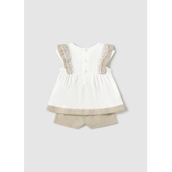 Conjunto bermuda combinado lino bebe niña mayoral