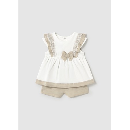 Conjunto bermuda combinado lino bebe niña mayoral