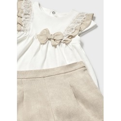 Conjunto bermuda combinado lino bebe niña mayoral