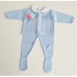 Conjunto bebe hilo manga larga calado ondas