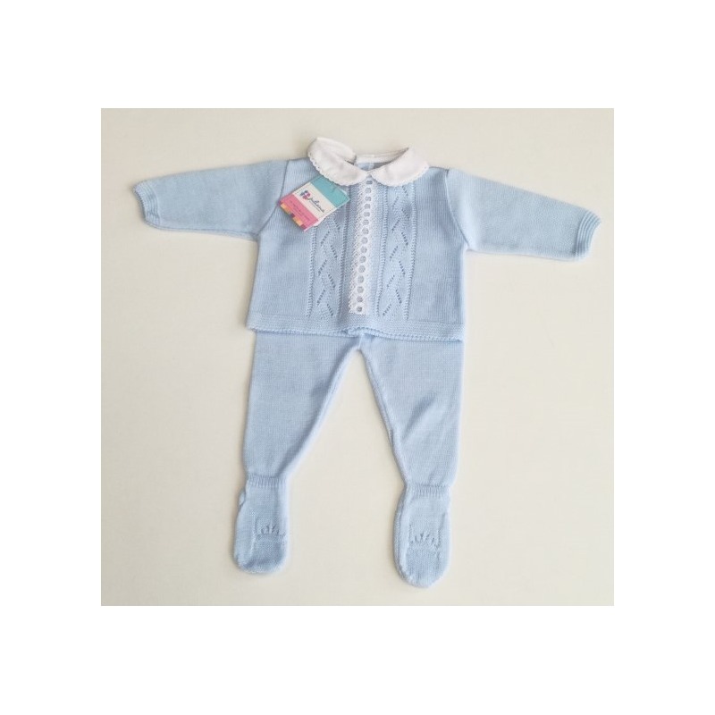 Conjunto bebe hilo manga larga calado ondas