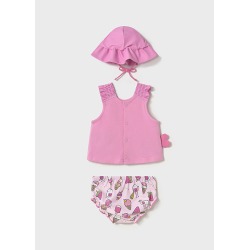 Conjunto baño con gorro bebe niña mayoral