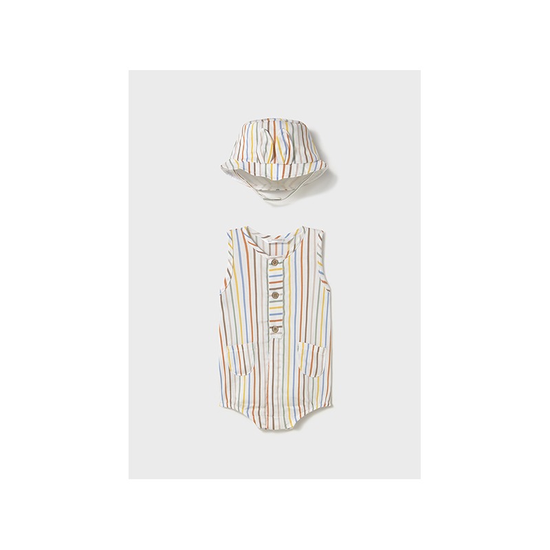 Pelele y gorro rayas bebe niño mayoral