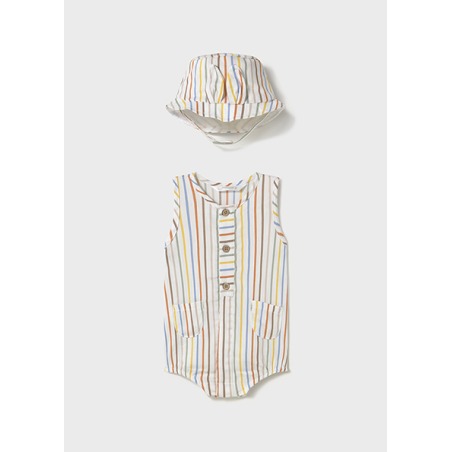 Pelele y gorro rayas bebe niño mayoral