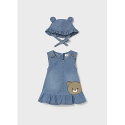 Vestido y gorro denim bebe niña mayoral