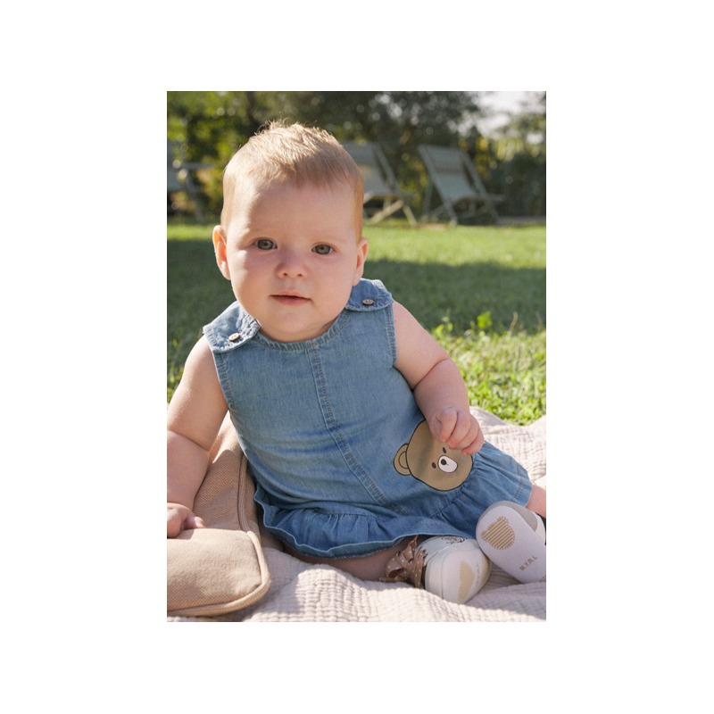 Vestido y gorro denim bebe niña mayoral