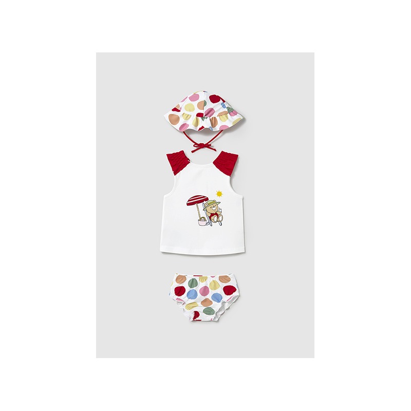Conjunto baño con gorro bebe niña mayoral