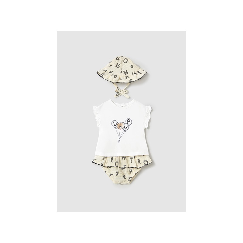 Conjunto falda y gorro bebe niña mayoral