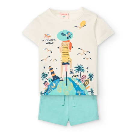 Conjunto camiseta y pantalón corto punto niña Boboli