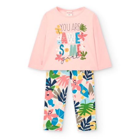 Conjunto camiseta y leggings punto estampado niña Boboli