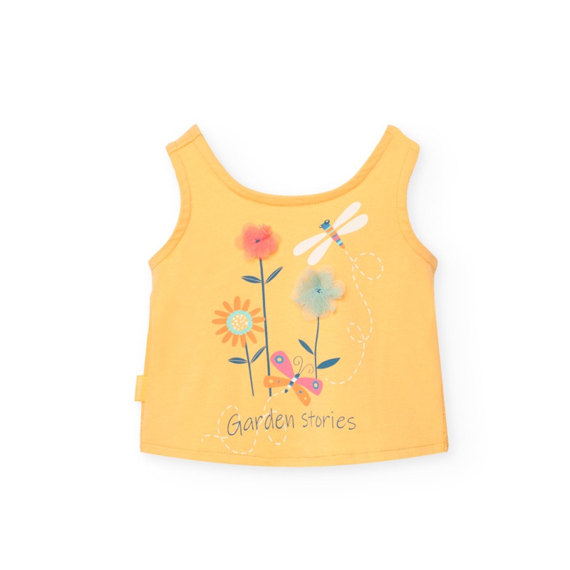 Camiseta tirante punto niña apliques Boboli