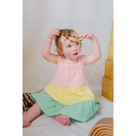 Vestido de popelín cuadros bebé niña Boboli