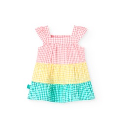 Vestido de popelín cuadros bebé niña Boboli