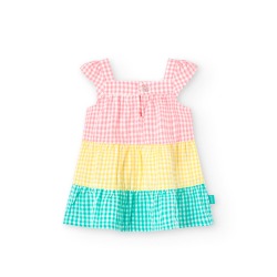 Vestido de popelín cuadros bebé niña Boboli