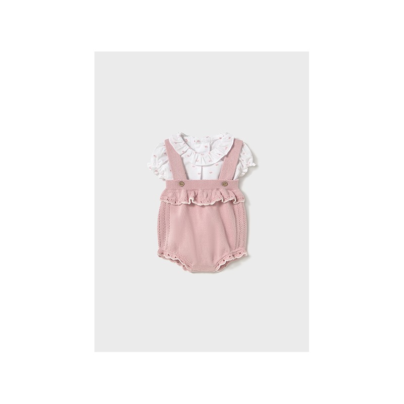 Conjunto peto tricot y blusa bebe niña Mayoral