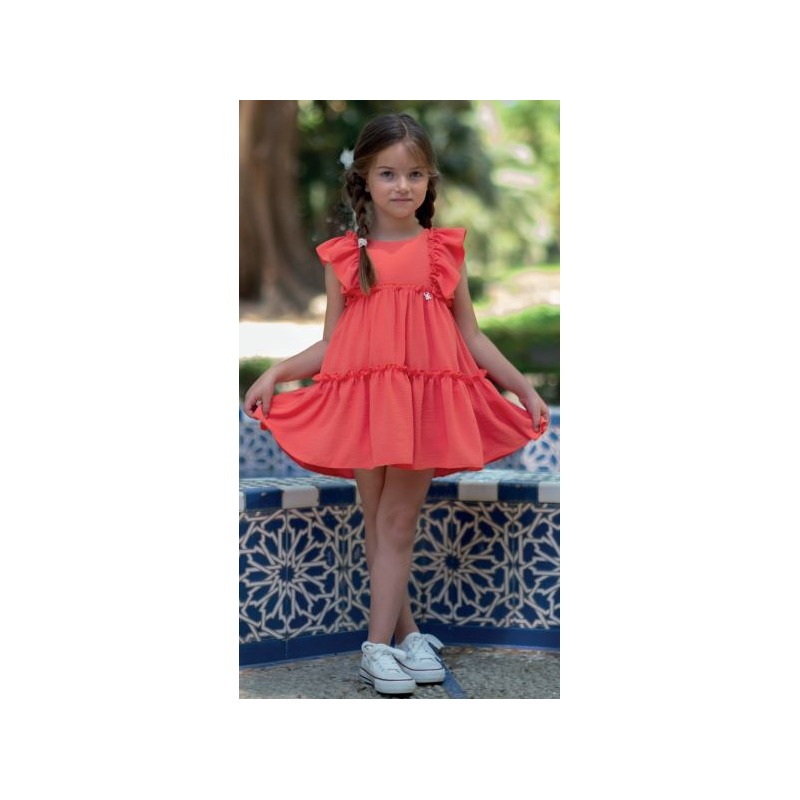 Vestido infantil liso volantes Vera