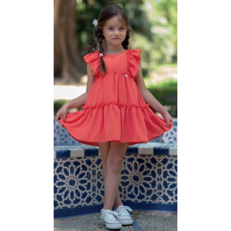 Vestido infantil liso volantes Vera