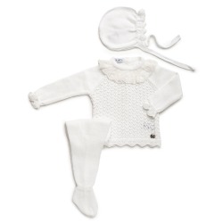 Conjunto bebe 3 piezas calado puntilla Juliana