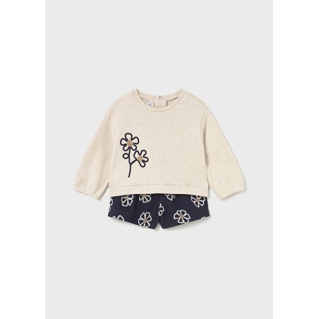 Conjunto bermuda punto jacquard bebe niña mayoral