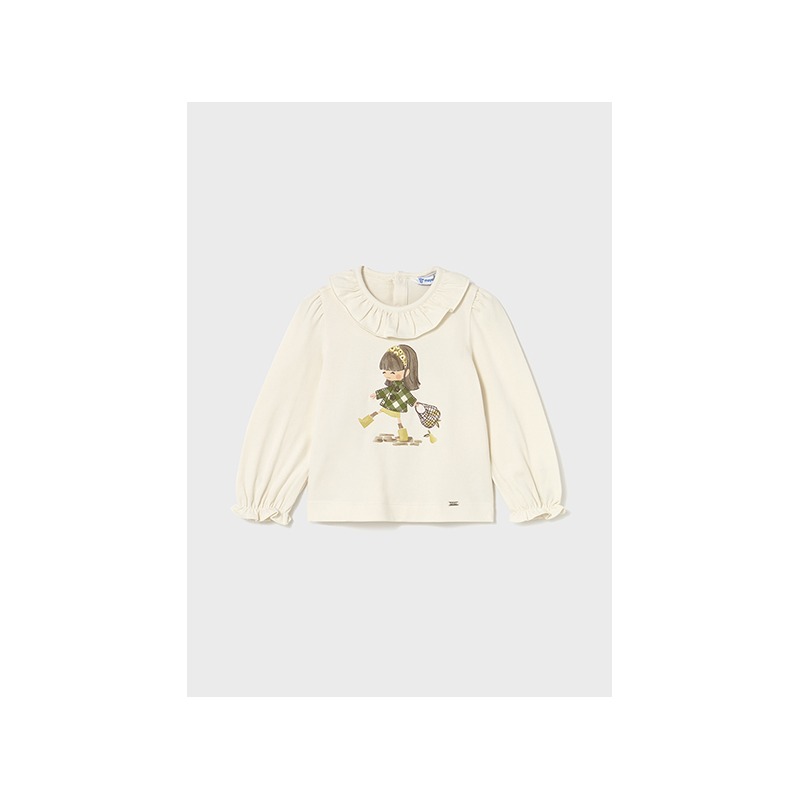 Camiseta m/l cuello volante bebe niña mayoral