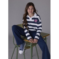 Conjunto pantalón y polo de rayas chica mayoral