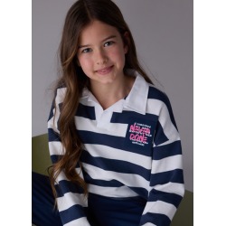 Conjunto pantalón y polo de rayas chica mayoral