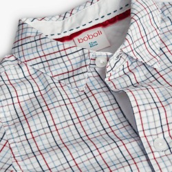 Camisa popelín cuadros niño Boboli