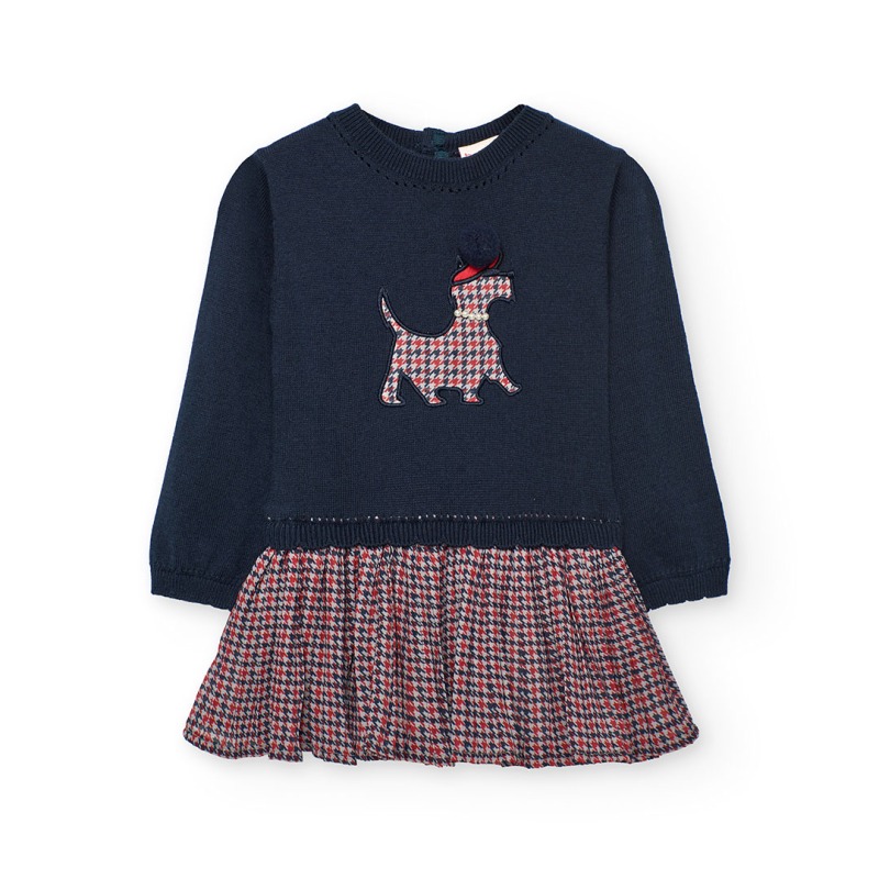 Vestido tricotosa combinado niña boboli