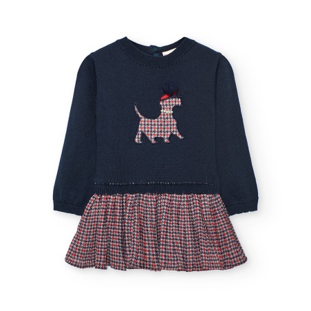 Vestido tricotosa combinado niña boboli