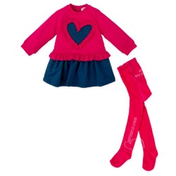 Vestido corazón indigo con leotardos Agatha