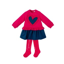 Vestido corazón indigo con leotardos Agatha