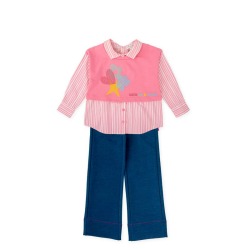Conjunto camisa combinada y pantalón denim Agatha Ruiz