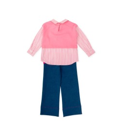 Conjunto camisa combinada y pantalón denim Agatha Ruiz