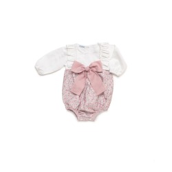 Pelele bebe niña flores lazo Juliana