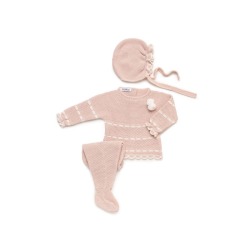 Conjunto bebe 3 piezas recogidas pasacintas Juliana