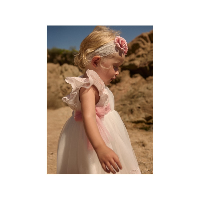 Vestido tul bordado guipur bebe Abel&Lula