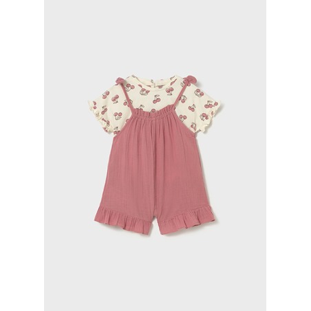 Conjunto peto y camiseta estampada bebé niña mayoral