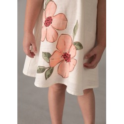 Vestido con lino flores niña mayoral