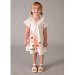 Vestido con lino flores niña mayoral