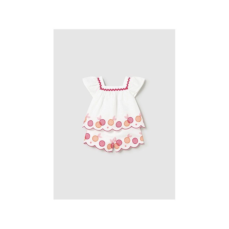Conjunto bermuda y blusa bordados bebé mayoral
