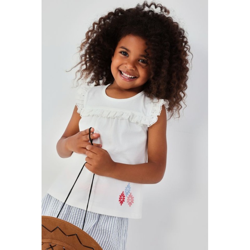Camiseta niña algodón blanca boboli