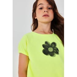 Camiseta punto flor niña...